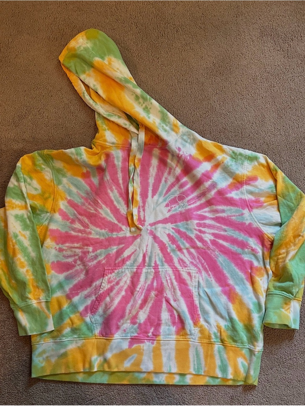 NWOT Ivory Ella Women’s Lightweight Tie-Dye Spiral Pullover Hoodie Sz Large